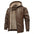 Winter Fleece-lined Men's Casual All-matching Hooded Leather Coat Coat